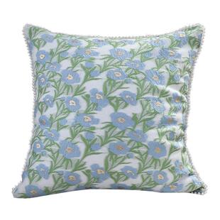 ins蓝绿小花抱枕客厅沙发靠垫靠枕卧室床上抱枕套不含芯方枕