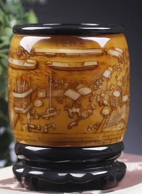 笔筒旋转办公室桌面摆件复古中国风礼品文具创意会议室收纳送领导