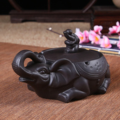 紫砂摆件带盖烟灰缸实用中式 烟牒防风送礼 宝象创意大号客厅个性