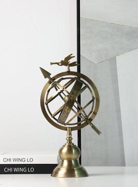 售完无补欧式古典复古镂空古铜地球仪摆件样板间民宿饰品软装摆设