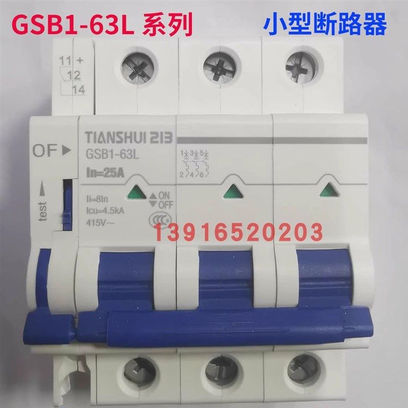 正品天水213二一三GSB1-63L 3P C25A+0F小型断路器 微型断路器