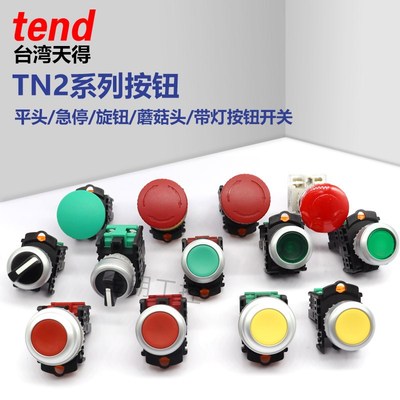 原装台湾天得Tend急停平头选择TN3SS开关TN3BFG-1A按钮BKR-1带灯