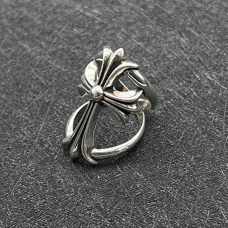 thumbnail for Vintage cross rings, men's and women's electroplated sterling silver, niche unique design, exaggerated American high-end index finger