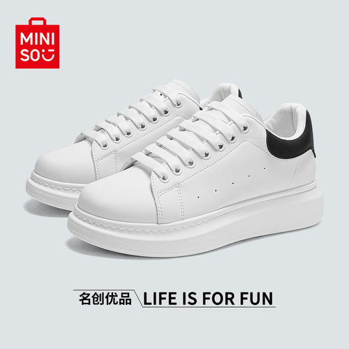 名创优品经典黑尾小白鞋滑板鞋