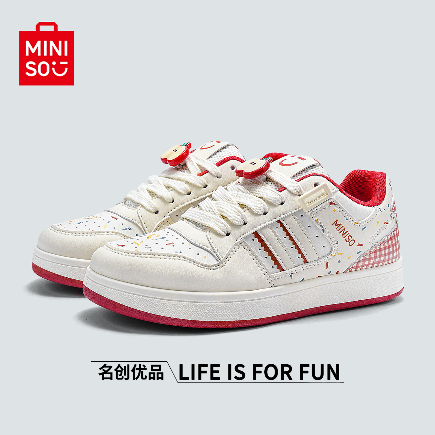 名创优品米红面包鞋运动滑板鞋