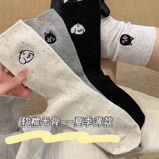 短袜可爱卡通小狗图案百搭中筒袜子 新款 袜子女韩版 ins潮夏季 薄款