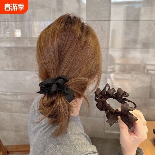 韩国东大门同款发圈手工编织蝴蝶结肠圈少女弹力皮筋丸子气质头绳
