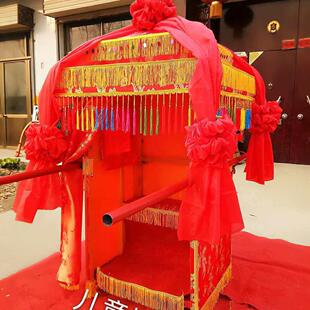 儿童花轿八擡折叠实木质婚庆出租儿童摄影厂家定做覆古典大花轿子
