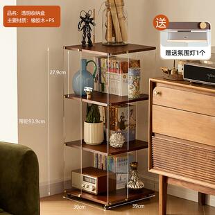 家用客厅可移动实木书架一体靠墙书柜落地置物架转角柜多层展示柜