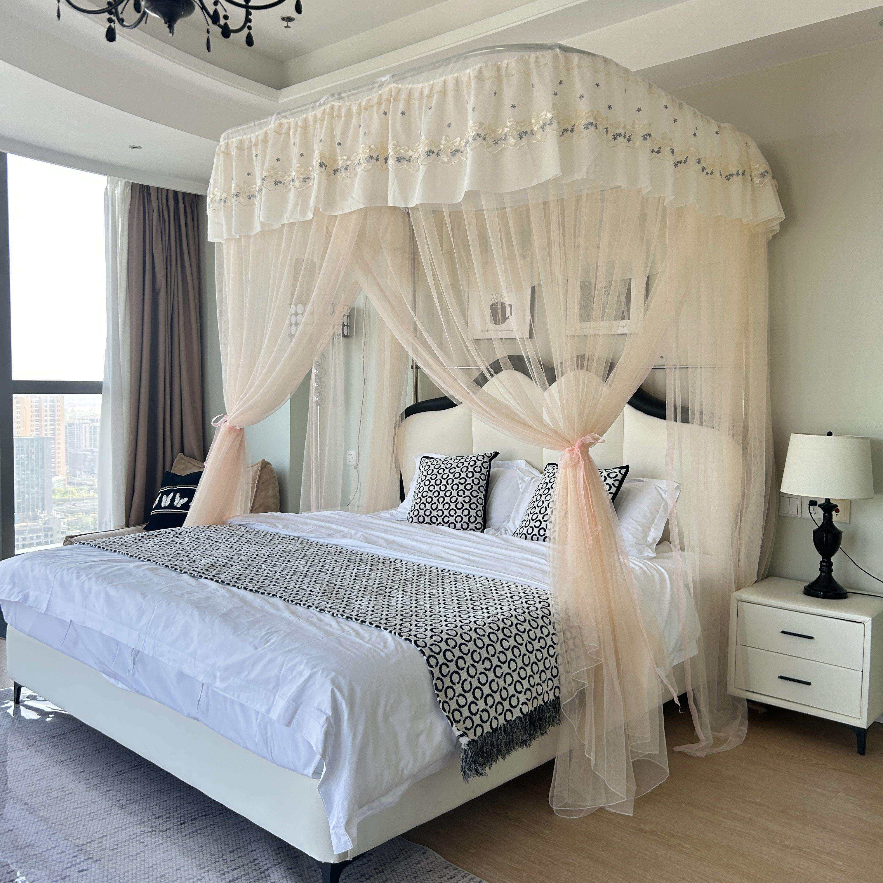 易拆洗A类蚊帐U型伸缩可升降不锈钢支架新型落地家用新款卧室床幔