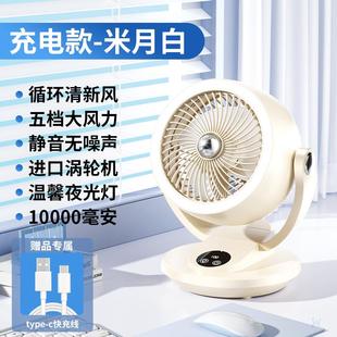 静音电摇头扇办公室桌面小型60风度KQXHS0 环空气循扇家用电扇台式