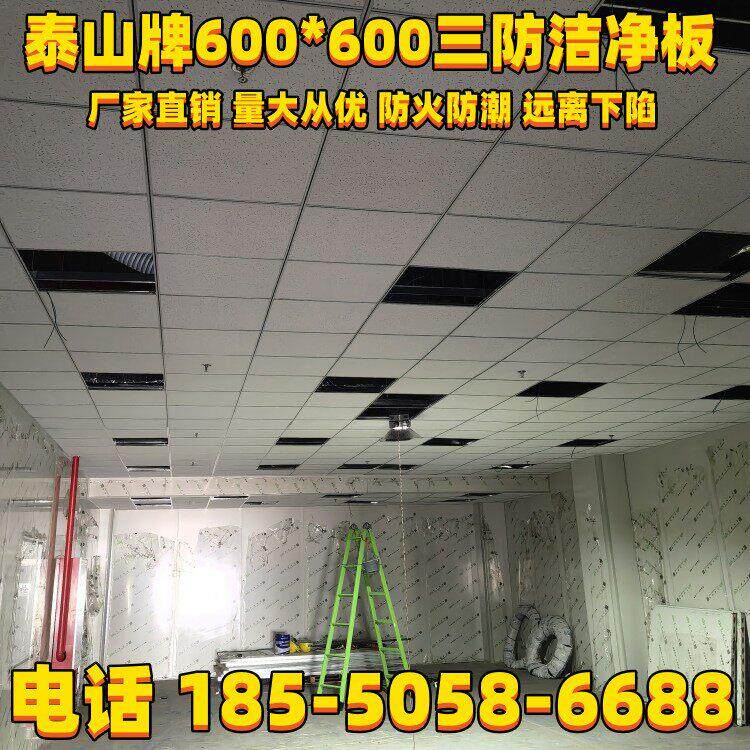 泰山牌洁净板吊顶包工包料 苏州泰福牌600*600PVC覆膜石膏板吊顶
