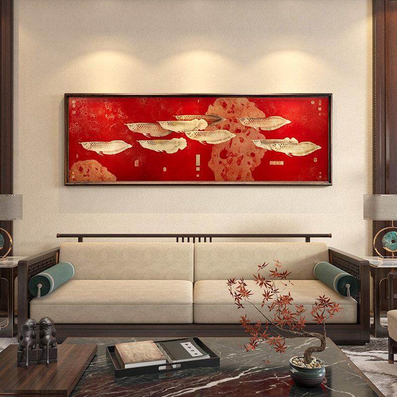 古歌元作九鱼图中式挂画玄关客厅轻奢金龙鱼铜板画高端大气装饰画,家居饰品,现代装饰画,淘宝优惠券,粉丝福利购,淘宝优惠卷