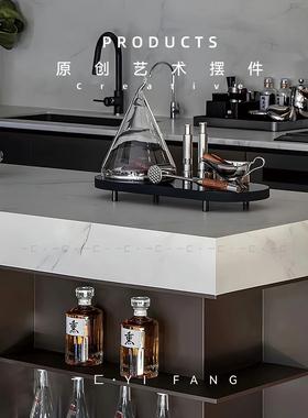 一匚 现代轻奢储物罐蛋糕盘酒具装饰 样板间售楼处厨房餐边柜摆件