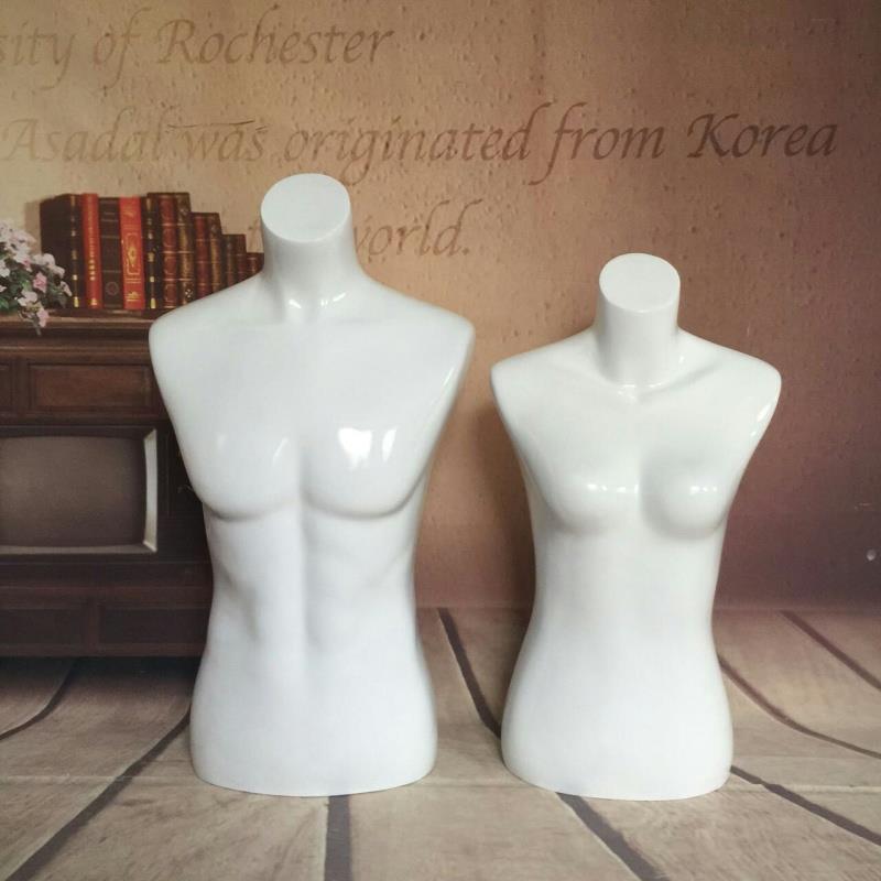 男女半身服装道具高光白色橱窗展示羊毛衫展示模特半身服装台模