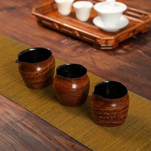 竹根雕大漆公道杯手工茶海分茶器主人杯功夫茶具茶道配件山山竹木