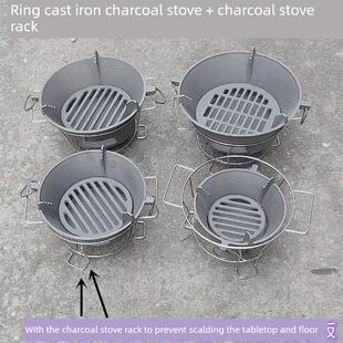 铝合金木制框架木炭炉圆形酒精炉烧烤炉木炭家用迷你烧烤炉周围炉