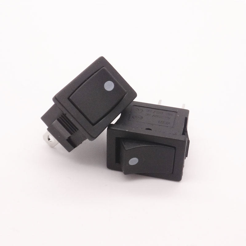 KCD1船型开关单边双边自复位翘板电源开关2/3脚2/3档黑色15*21mm