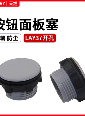 按钮面板塞闷盖堵头孔堵22mm塞头防水孔塞器灰色黑塑料LAY37开孔