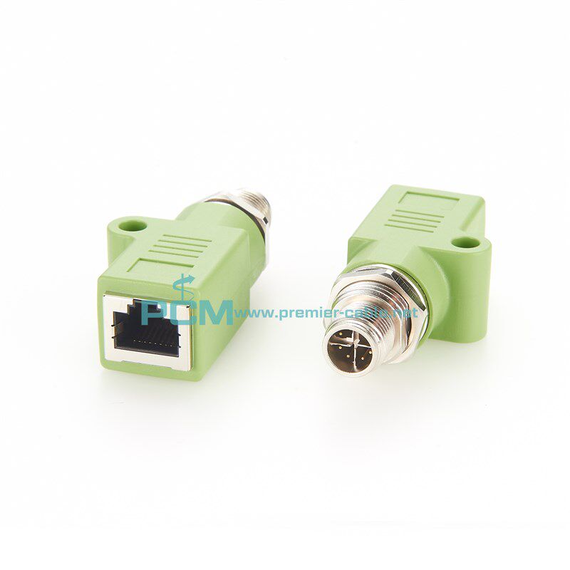 M12转RJ45公头8芯X编码工业以太网延长头M12转RJ45编码线转接头