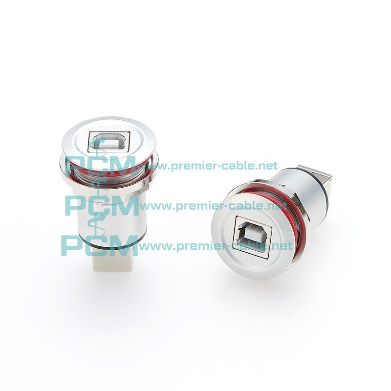 圆形USB2.0插座B母到B母打印机面板安装双通模块插座  USB连接器
