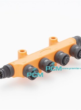 NMEA2000T型1公转5母游艇用电源线Micro-C船用6通多端口M12转接头