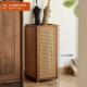 中式 实木雨伞收纳层架藤编家用门口落地雨伞桶玄关入户伞架置物架