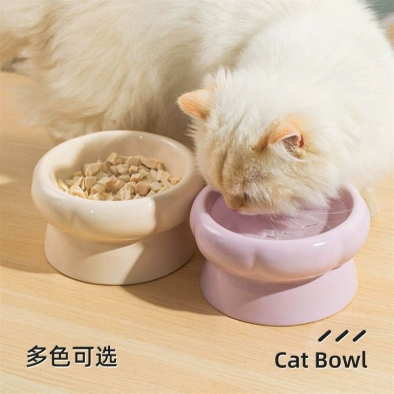猫碗陶瓷宠物碗保护颈椎高脚猫粮碗猫咪食盆水碗狗碗狗粮碗防打翻