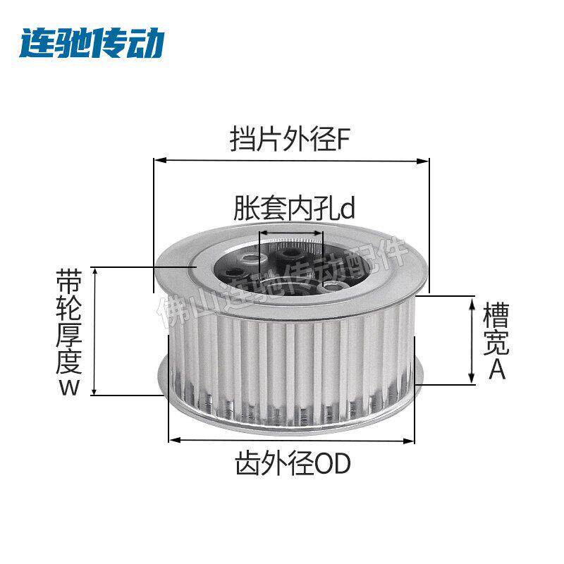 涨紧套同步轮铝合金带轮8M 30齿 内孔18/19/20/22/24/25/35皮带轮