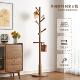 实木衣架落地衣帽架卧室家用挂衣架简易立式 榉木挂衣杆客厅挂包架