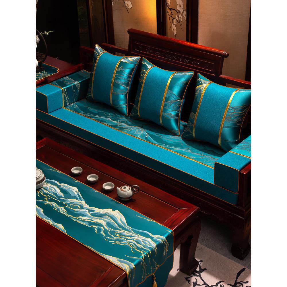 红木沙发垫坐垫新中式实木沙发套罩防滑垫子四季通用定制家具海绵