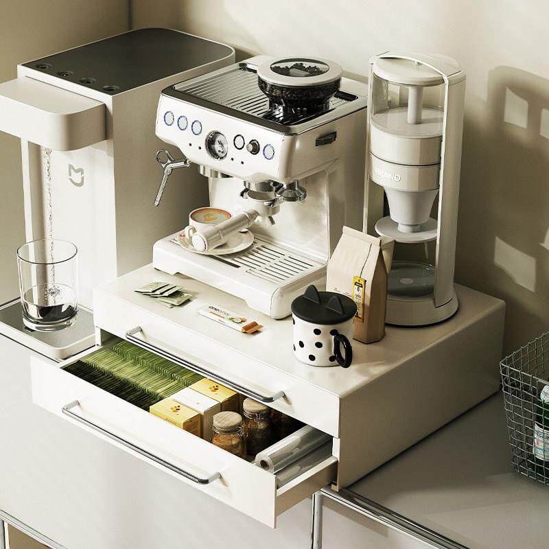 咖啡机置物架防尘杯架水杯置物架茶具茶杯收纳盒桌面抽拉式收纳层