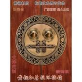 中国古董纯铜动物头手柄门锁老式 覆古实木动物头门环闩锁 表面安装