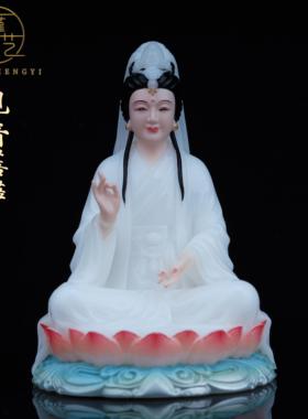 观音菩萨佛像妙善观音坐莲南海观音真身像汉白玉家用佛堂供奉摆件
