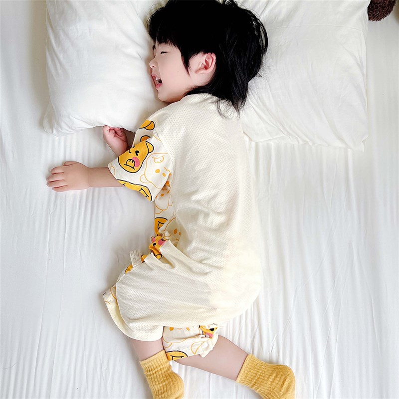 儿童连体睡衣纯棉薄款宝宝连身睡袋防着凉男童女童透气家居服夏季