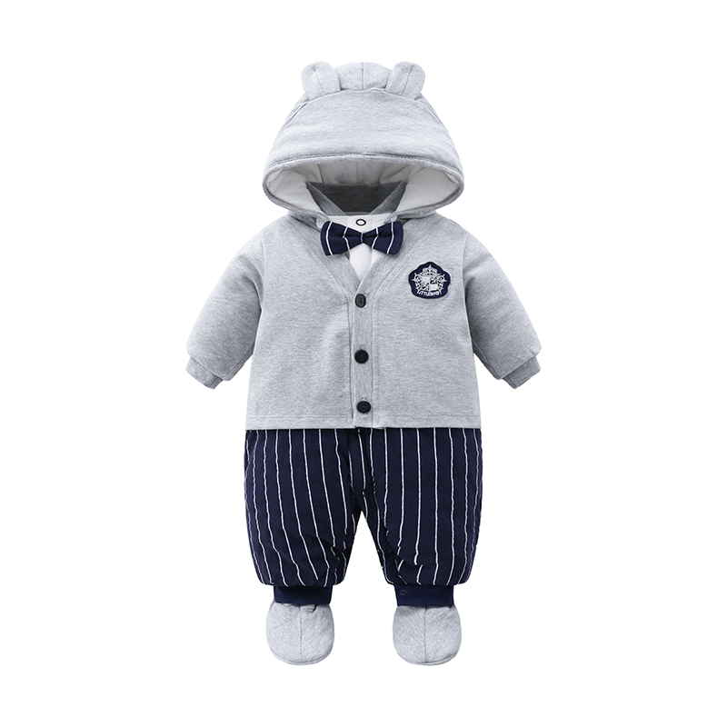 婴儿连体衣服秋冬季加厚保暖套装外出抱衣男新生儿满月宝宝冬装