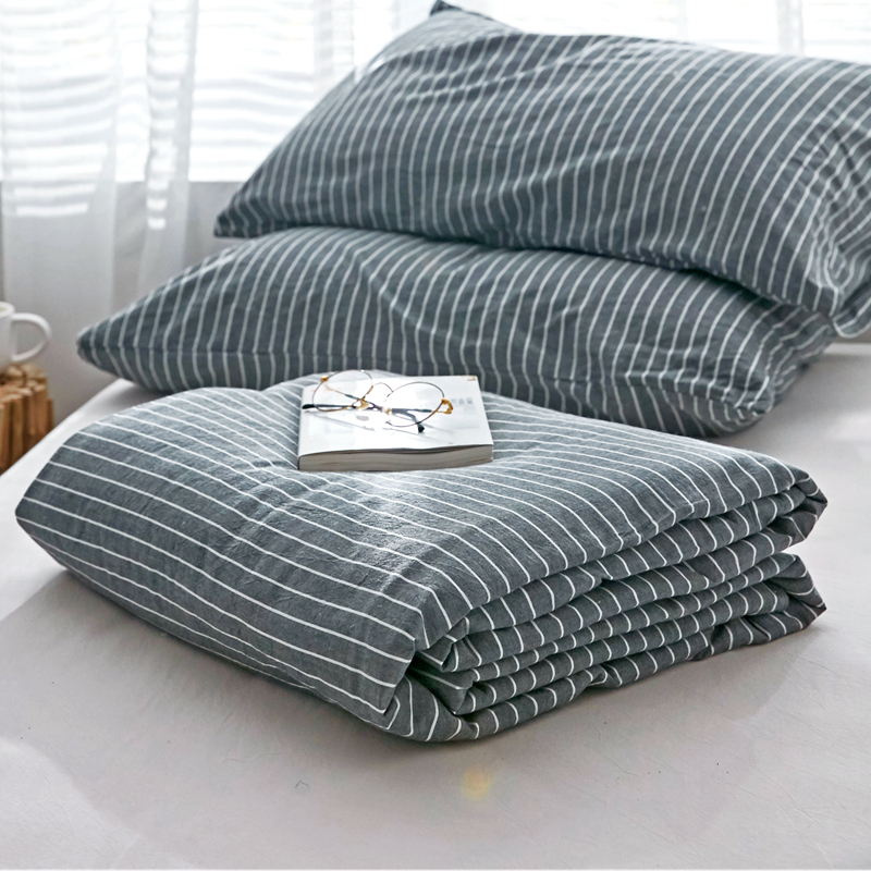 日式水洗棉全棉夏被 条纹简约空调被夏凉被 单双人薄被子芯可机洗