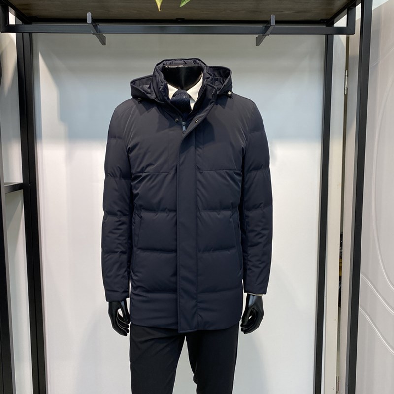 兔毛内胆可脱卸24年冬季新品男士尼克服外套保暖商务羽绒服领佐