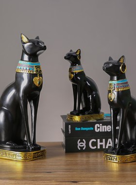 埃及猫招财猫中古摆件客厅玄关家居桌面书房复古装饰品创意摆设