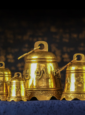 铜铃铛挂件纯铜钟挂门风铃护宅大小号摆件客厅家居装饰工艺品礼物