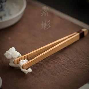 茶夹搁置架子纯色茶针搁架陶瓷禅意迷你笔架文房茶席摆件茶匙配件