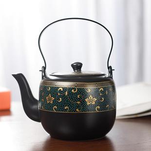 家用瓷壶 陶瓷茶壶中号黑色哑光带过滤网单壶725ml提梁壶复古日式