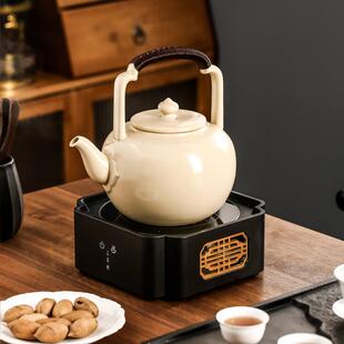苏打釉煮茶壶明火家用提梁壶陶瓷烧水壶围炉煮茶器电陶炉白泥陶壶