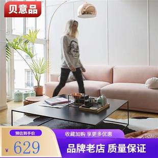 贝意品北欧黑桌茶几铁艺矮色沙发简约正方形小茶几客厅轻奢家用代