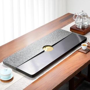 客厅高档茶具办公室用石盘石头小茶台 天然乌金石茶盘家用2024新款
