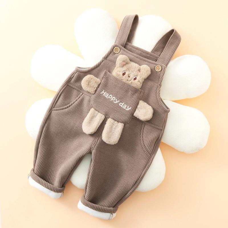 宝宝背带裤加绒a类男女童秋装一体绒一岁儿童女纯棉婴儿裤子秋冬