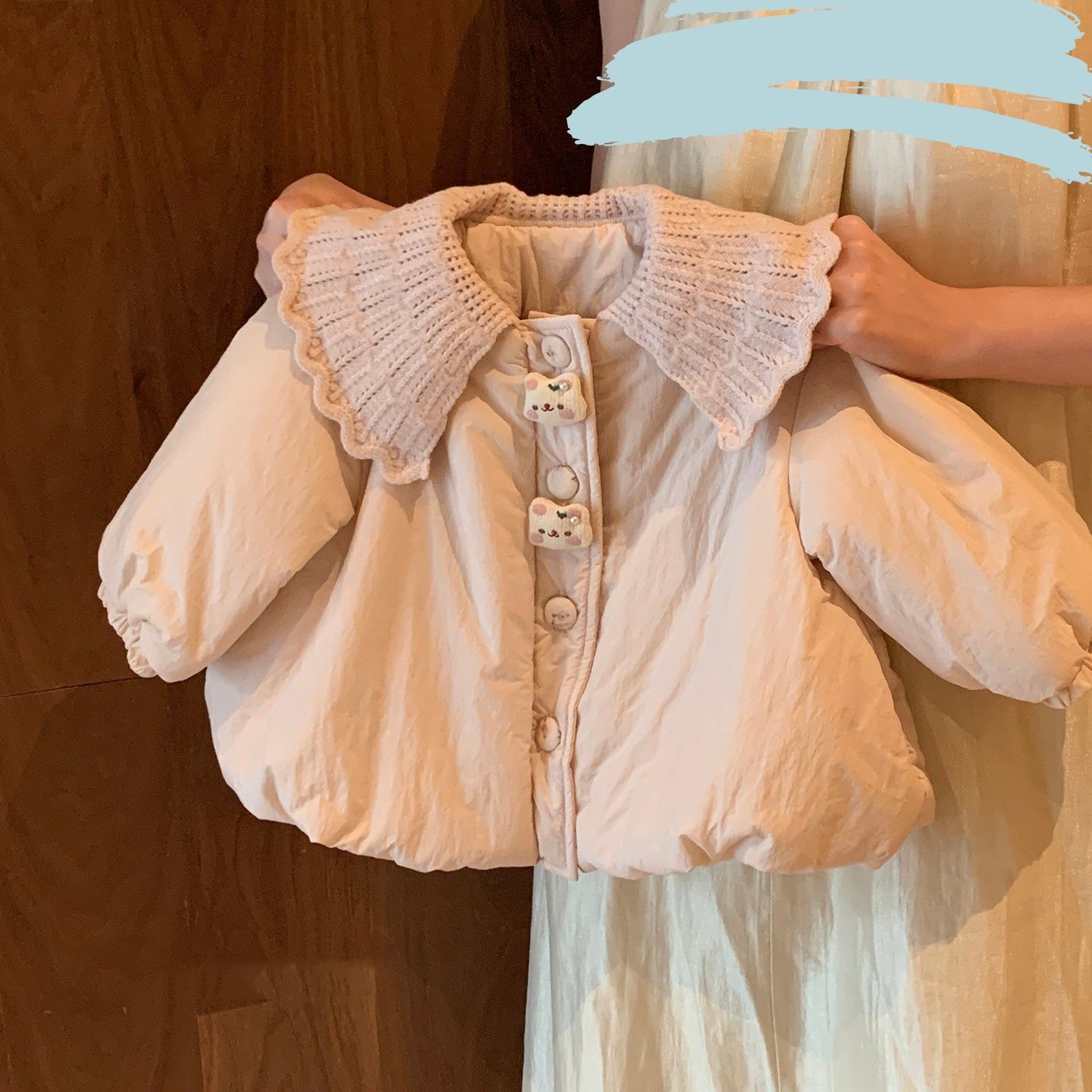 2025新款女童冬装棉服套装女宝宝洋气夹棉外套加绒打底裤两件套潮