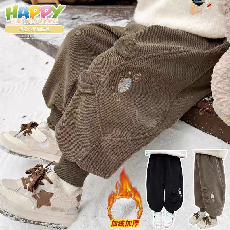爆款2025女童加绒裤子宝宝冬季新款保暖男宝加厚秋冬儿童休闲长裤