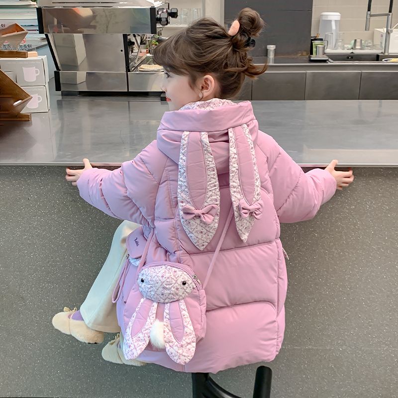女童冬季棉服外套2025新款洋气大童羽绒棉衣加厚中长款儿童装棉袄