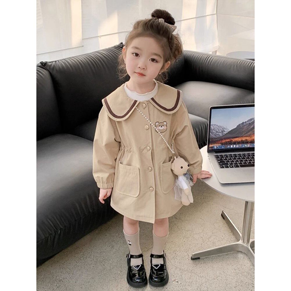 女童风衣外套春秋季2023新款时髦洋气春款小童女孩宝宝儿童装秋装